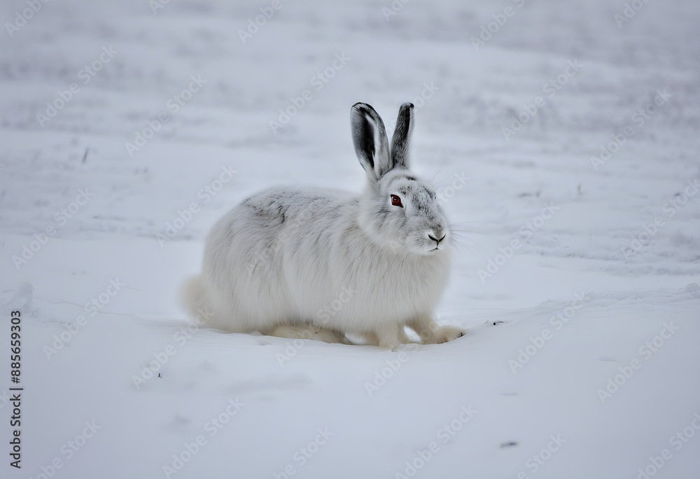 Obraz premium white rabbit in the snow