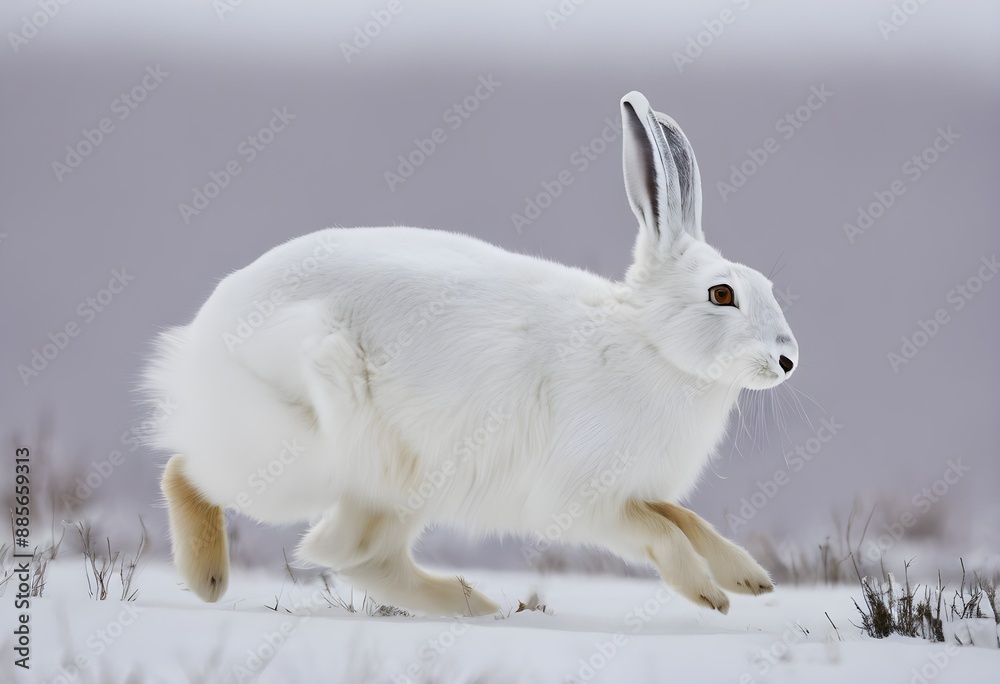 Obraz premium white rabbit in the snow