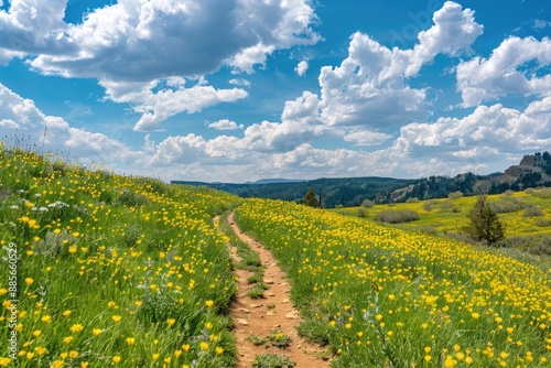 Utah Spring. Alpines Wildflower Meadow on Hiking Trail at Cedar Breaks National Monument