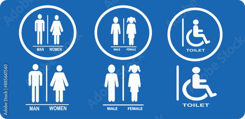 blue background toilet sign printable public signage symbol man woman restroom area