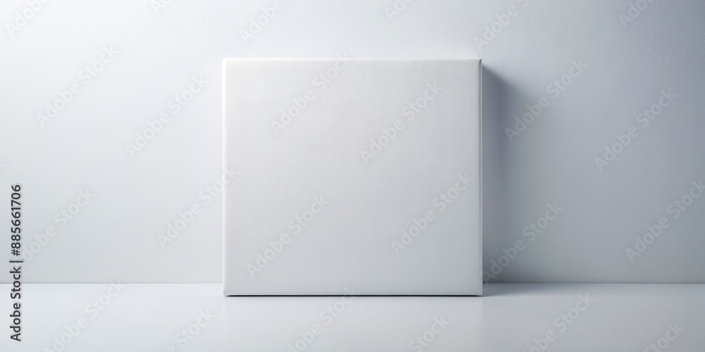 Fototapeta premium Blank White Canvas on White Background, Minimalism, Art, Mockup, Design