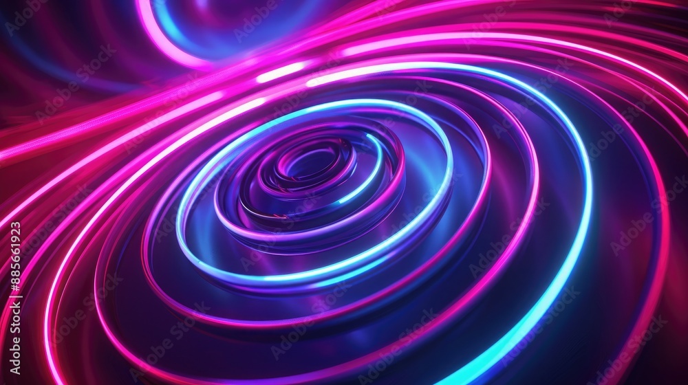 A mesmerizing neon wave depiction with circular paths of vibrant, swirling lines evoking the sensation of fluid motion and energy. A mesmerizing neon wave depiction with circular paths of vibrant, swirling lines evoking the sensation of fluid motion and energy.
