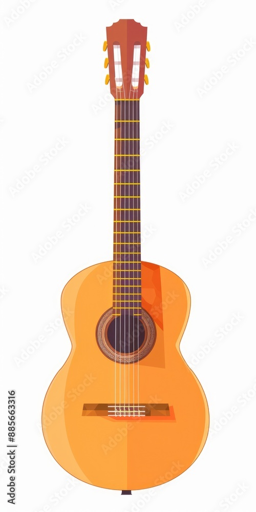 Fototapeta premium Old Acoustic Guitar. Classic Musical Instrument with Wooden Body Isolated on White Background