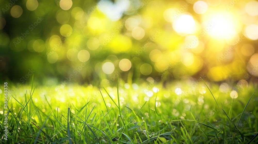 Obraz premium Green meadow with morning sunshine generate ai