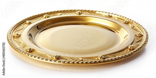 Golden Ornate Plate with Floral Design, Gold Plate, Ornate Plate, Decorative Plate, Luxury Plate photo