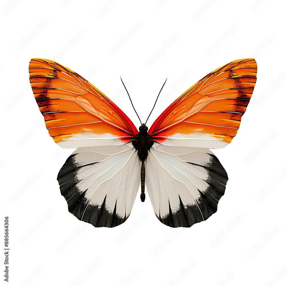 Orange & white butterfly (PNG Cutout) isolated on a transparent background Orange & white butterfly (PNG Cutout) isolated on a transparent background