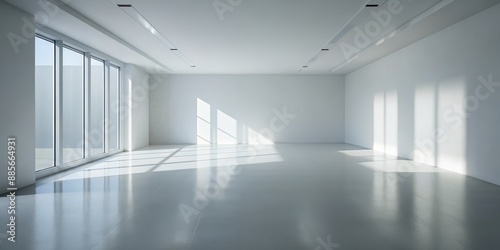 Wallpaper Mural Minimalist Empty Room with Sunlight Reflections, Interior Design , Modern Architecture , White Walls , Empty Space Torontodigital.ca