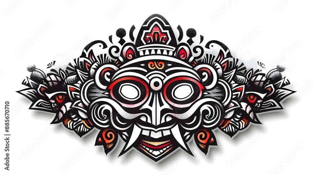 Stylized Tribal Mask Suitable for Sticker Design or Apparel Stylized Tribal Mask Suitable for Sticker Design or Apparel