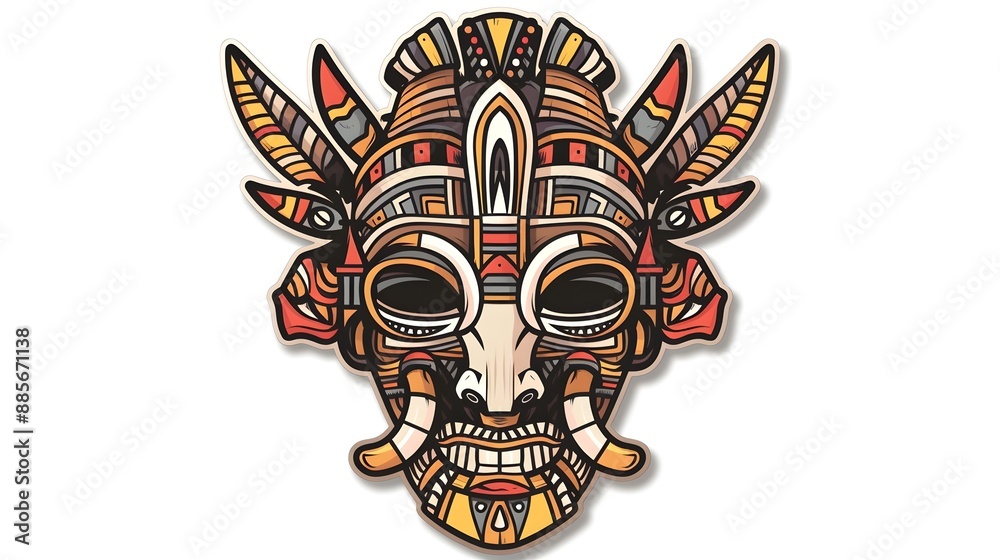 Tribal Mask Sticker Design for Apparel and Tribal Mask Sticker Design for Apparel and