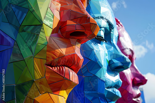 Vibrant Stained Glass Faces photo