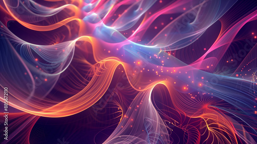 "Vibrant Abstract: Glowing Colorful Wavy Perspective with Fractal Touch" "Dynamic Abstract Art: Colorful Glowing Waves and Intricate Fractal Design"