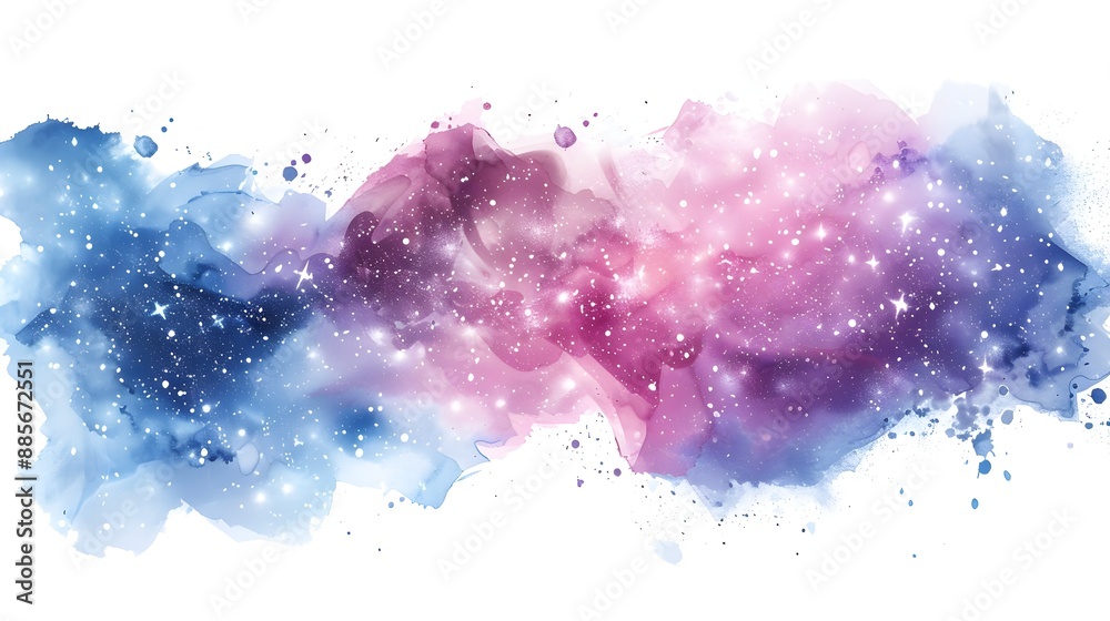 Obraz premium Vibrant Abstract Galaxy with Nebulas and Sparkling Stars on White Background for Shirt Design