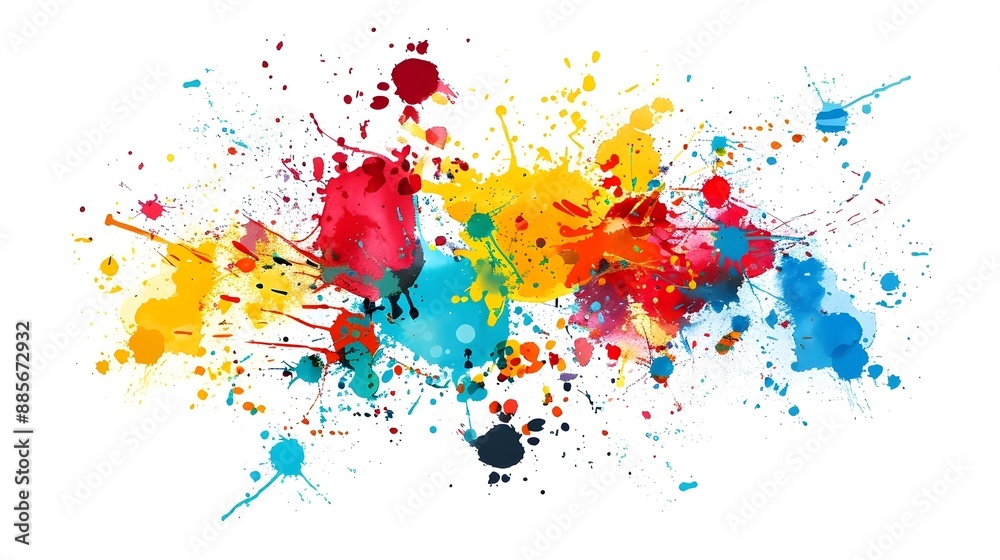 Fototapeta premium Vibrant Abstract Paint Splatter Explosion Suitable for Fashion Design and Digital Backgrounds