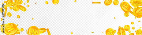 Korean won coins falling. Scattered gold WON
