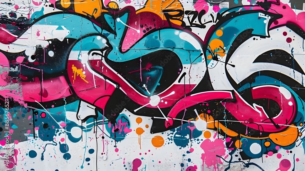 Fototapeta premium Vibrant Graffiti Inspired Sticker Design for Apparel and Decor