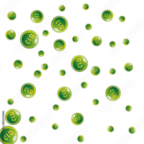 Vitamin B12 messy round pills.