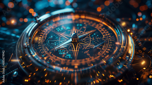 Wallpaper Mural Futuristic digital compass, navigation interface, cyber network system Torontodigital.ca