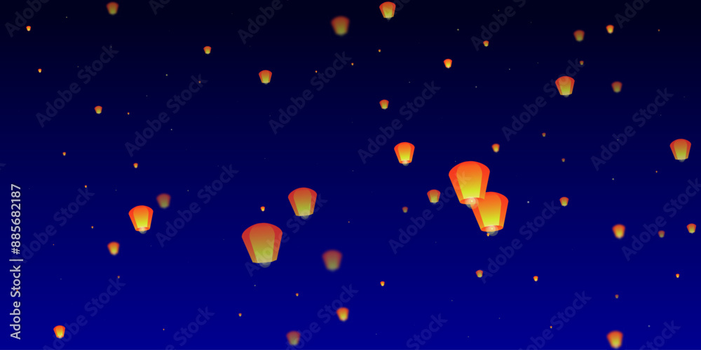 Sky lanterns floating in the night sky.