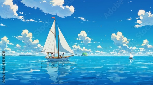 A Sailboat Sailing in the Ocean