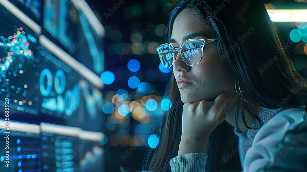 Futuristic Technology Concept, Woman's Face with AI Innovation