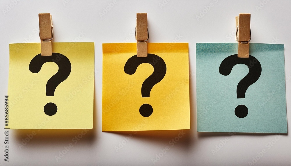 note paper with question mark on transparent or white background Stock ...