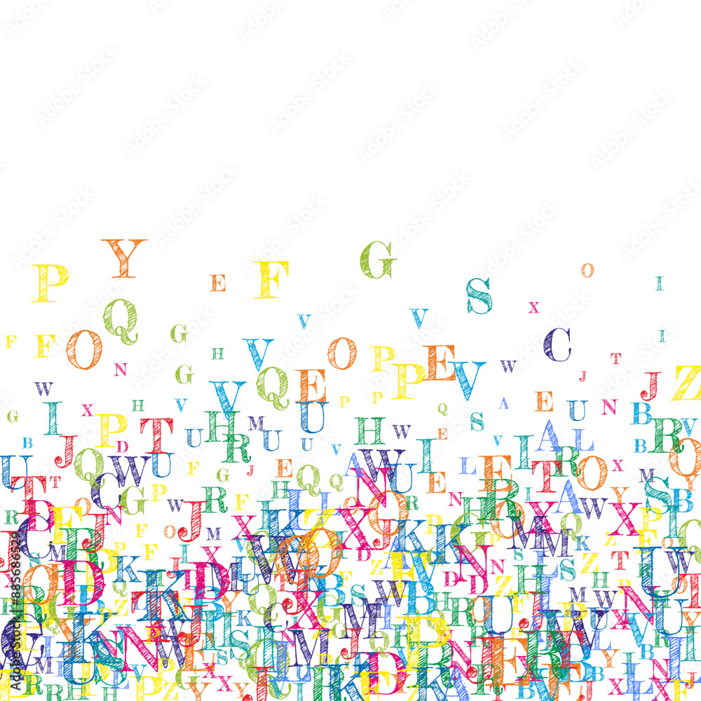 Scattered letters of latin alphabet. Colorful Scattered letters of latin alphabet. Colorful