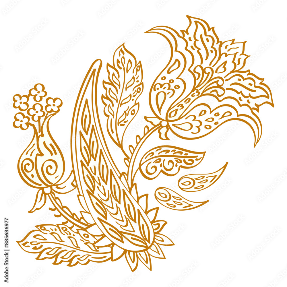 Paisley Floral oriental ethnic Pattern. Vector Damask Ornament