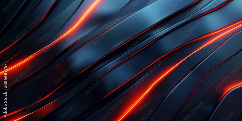 abstract image of dark metallic waves with sleek orange lighting, ideal for modern digital art and design projects abstract image of dark metallic waves with sleek orange lighting, ideal for modern digital art and design projects