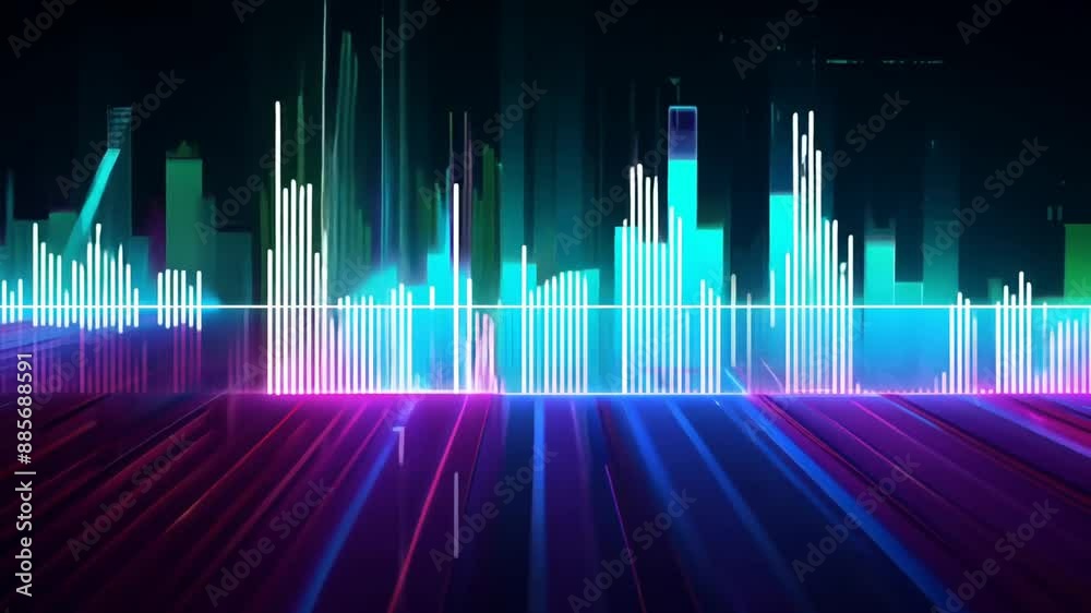 Neon Music Equalizer Background Generative AI Neon Music Equalizer Background Generative AI