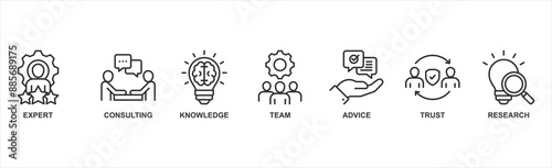 Expertise Banner web : Vector Icon Illustration Concept Representing High-Level Knowledge and Experience