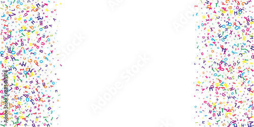 Flying latin letters. Colorful childish scattered
