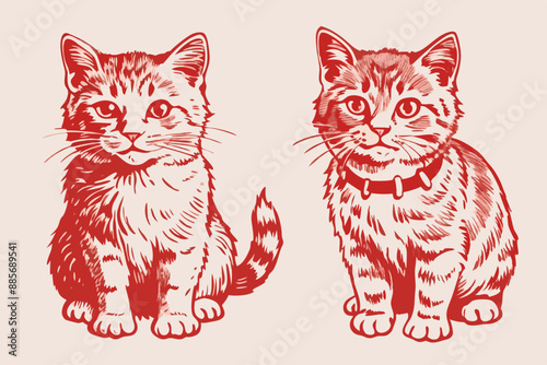 Vintage cat vector, vintage cat, cat vector, cat vector line art, cat, vintage vector