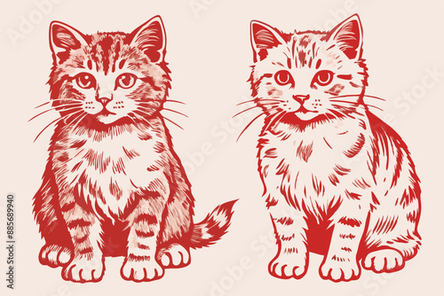 Vintage cat vector, vintage cat, cat vector, cat vector line art, cat, vintage vector