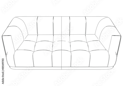 Sofa or Couch Line Icon. Minimalist Outline Design of Furniture for Living Room, Vector Illustration on White Background