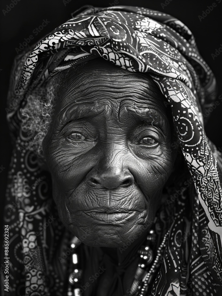 portrait of an elderly African woman from a traditional tribe portrait of an elderly African woman from a traditional tribe
