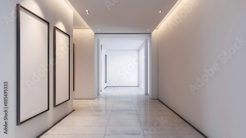 Minimalist Hallway with Lighting and Clean,Contemporary Interior Design