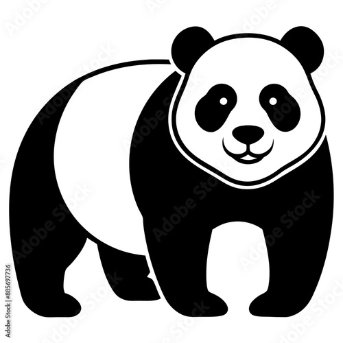 panda silhouette vector art illustration 