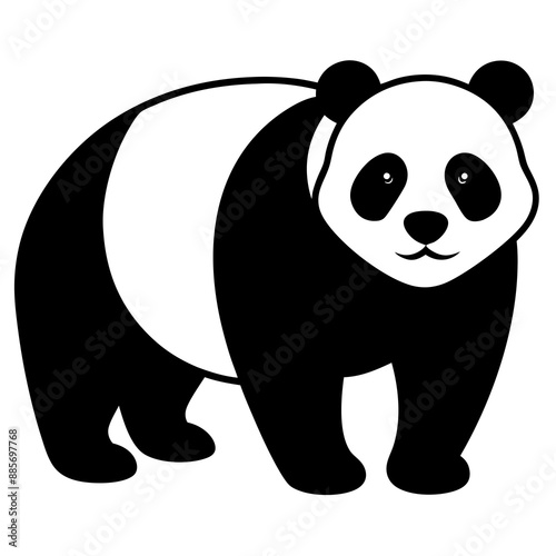 panda silhouette vector art illustration 