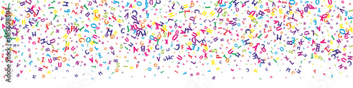 Flying latin letters. Colorful childish scattered