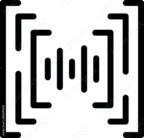 Simple icon of a sound wave passing through barriers, representing noise reduction and soundproofing