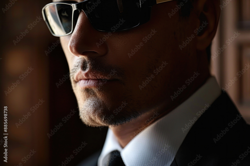 Fototapeta premium Mysterious Man in Suit and Sunglasses