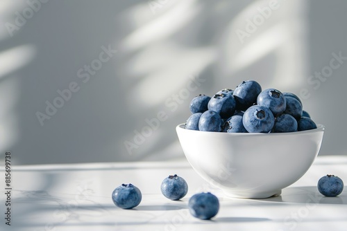 Ripe fresh blueberries in a dish with a retro aesthetic