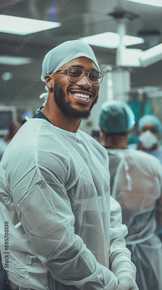 Portrait of African-American surgeon man smiling Portrait of African-American surgeon man smiling