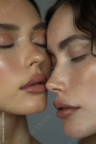 brown eyes and blue eyes. Young, attractive couple in a vertically cropped photo. well-groomed models wearing only their underwear. Sensations, aesthetics, vision, wellness, and style.
