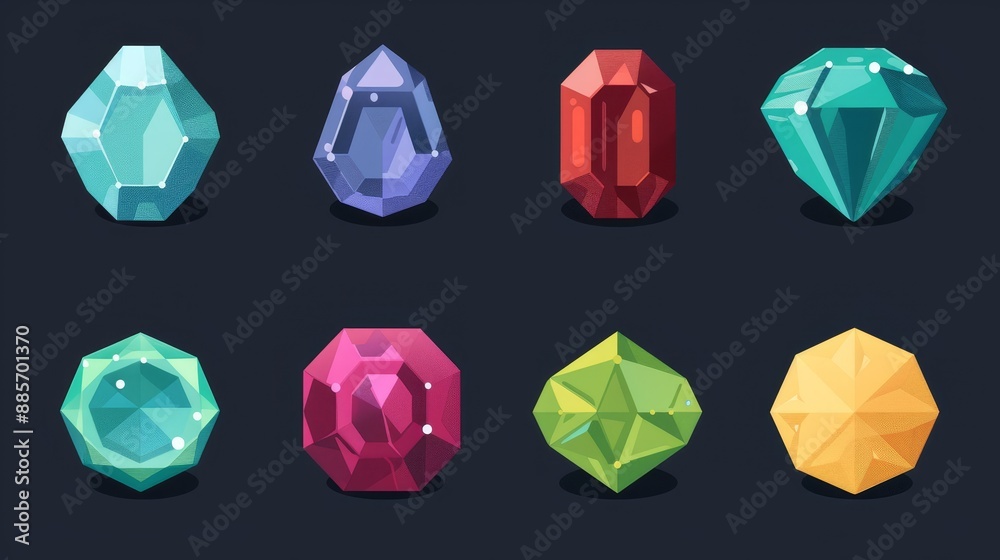 Gems icons set Gems icons set