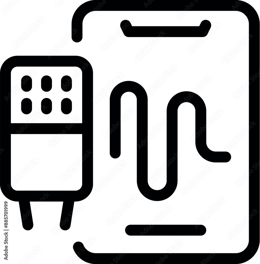 Icon of a glucose meter measuring blood sugar level, showing results on a smartphone app Icon of a glucose meter measuring blood sugar level, showing results on a smartphone app