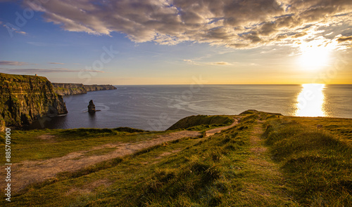 Cliffs of Moher at sunset. Ireland