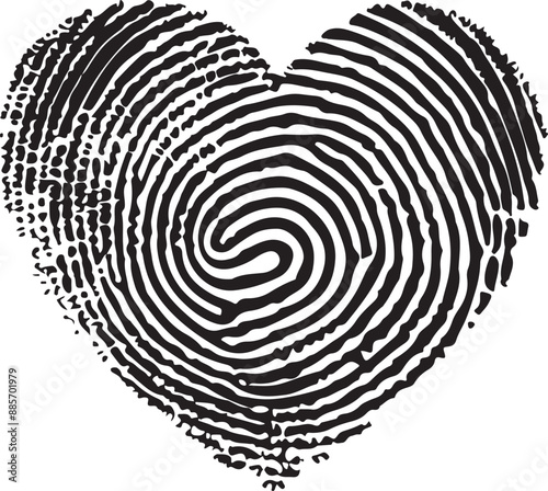 Fingerprint Love Heart Shape Silhouette