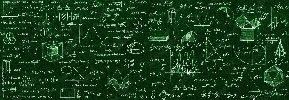 Blackboard inscribed with scientific formulas and calculations in physics and mathematics. Science and education math background. Blackboard inscribed with scientific formulas and calculations in physics and mathematics. Science and education math background.