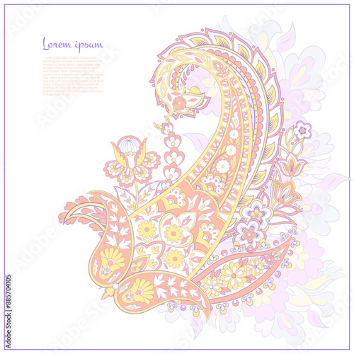 Paisley isolated. Card with paisley isolated for design. Floral vector pattern. Embroidery floral vector pattern.  © antalogiya